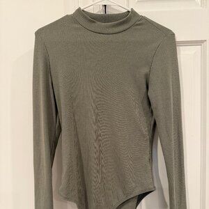 Altar'd State Olive Ribbed Bodysuit